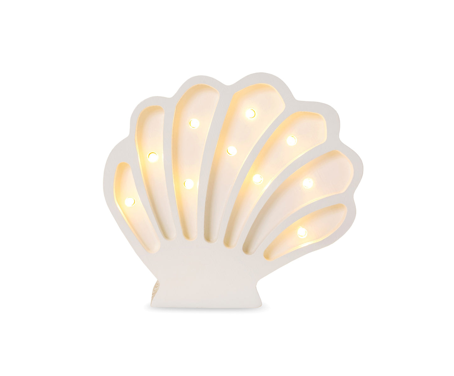 Little Lights Seashell Lamp - Wooden seashell night light for ocean theme nursery - white