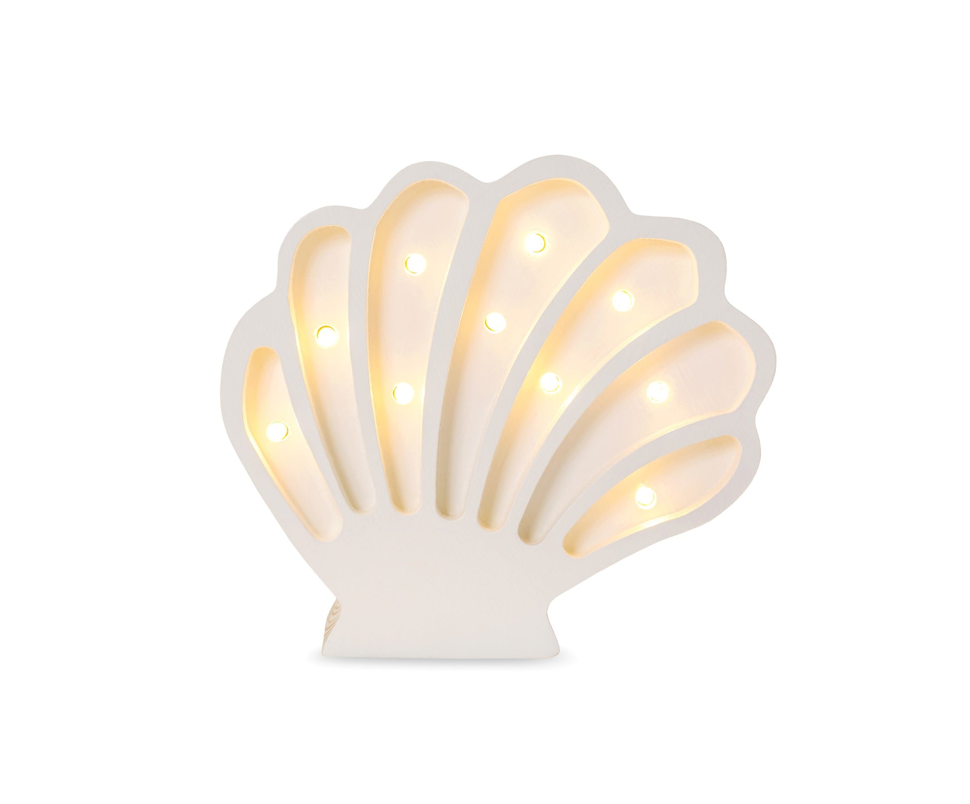 Little Lights Seashell Lamp - Wooden seashell night light for ocean theme nursery - white