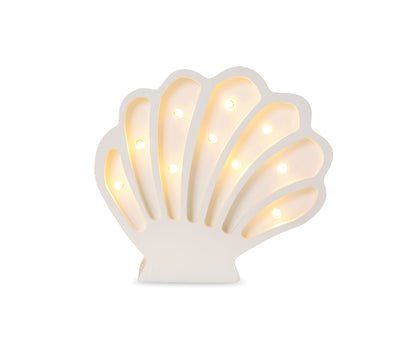 Little Lights Seashell Lamp - Wooden seashell night light for ocean theme nursery - white