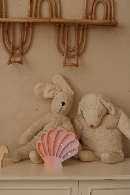 Little Lights Seashell Lamp - Wooden seashell night light for ocean theme nursery- pink