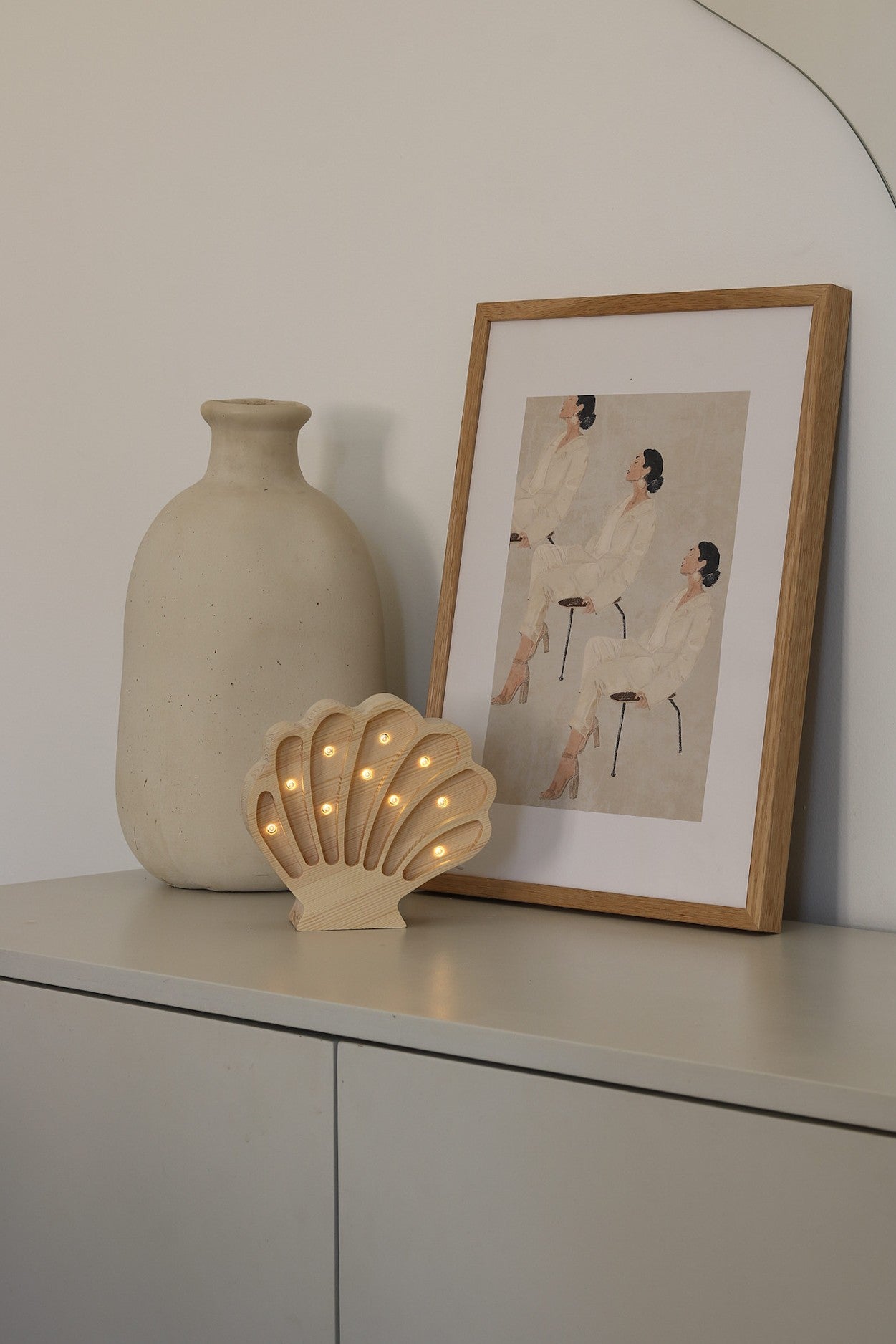 Little Lights Seashell Lamp - Wooden seashell night light for ocean theme nursery - wooden