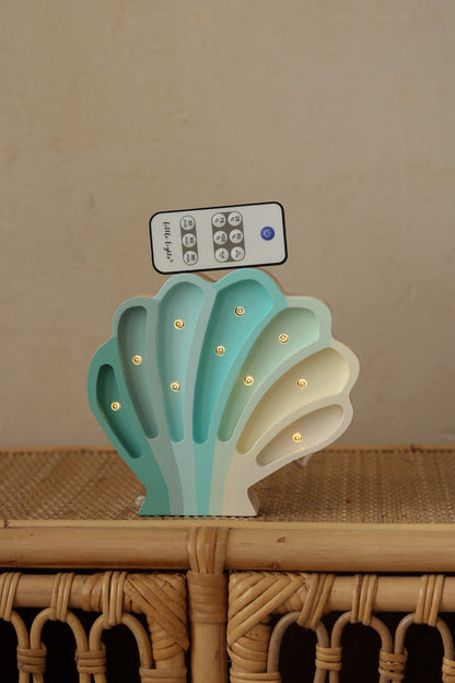 Little Lights blue Seashell Lamp with remote control