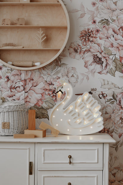 Little Lights white majestic swan shaped wall lamp for kids room