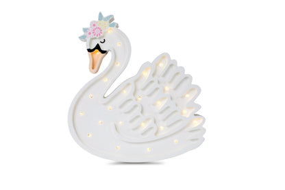 Handmade solid pine wood white swan lamp with warm LED lights