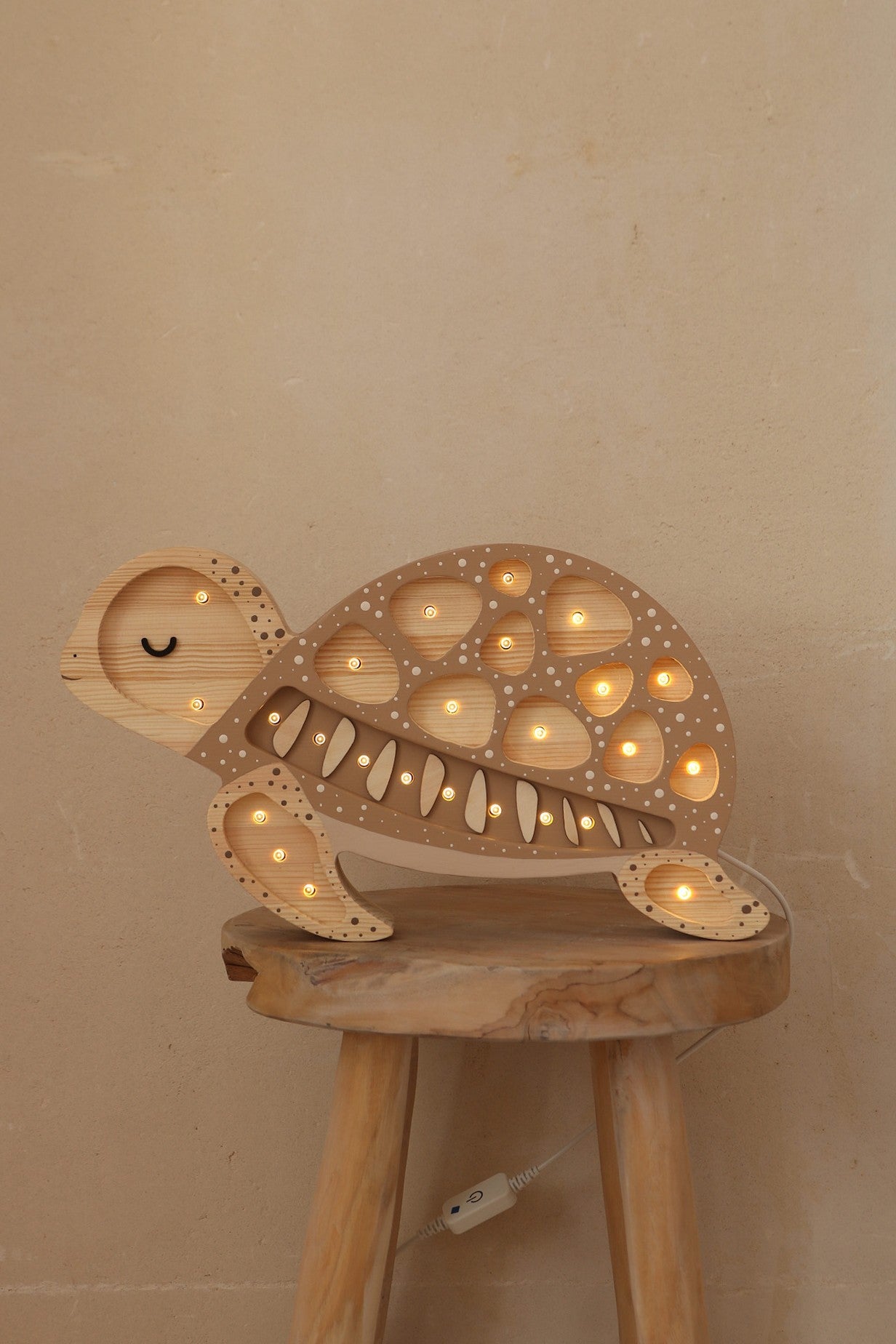 Cute wooden turtle night light for ocean nursery decor - sand
