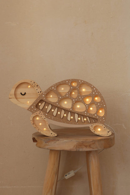 Cute wooden turtle night light for ocean nursery decor - sand
