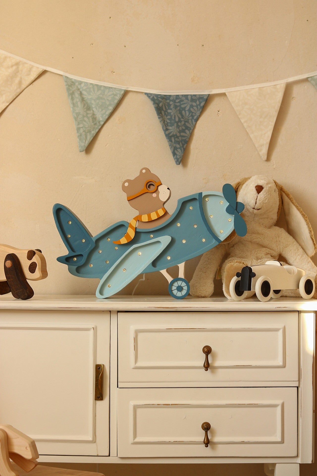 Little Lights vintage aircraft shaped wall lamp for kids