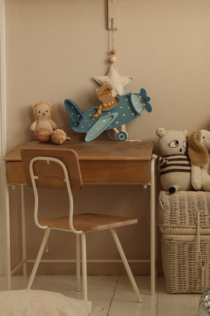 Eco-friendly vintage plane lamp crafted from natural wood