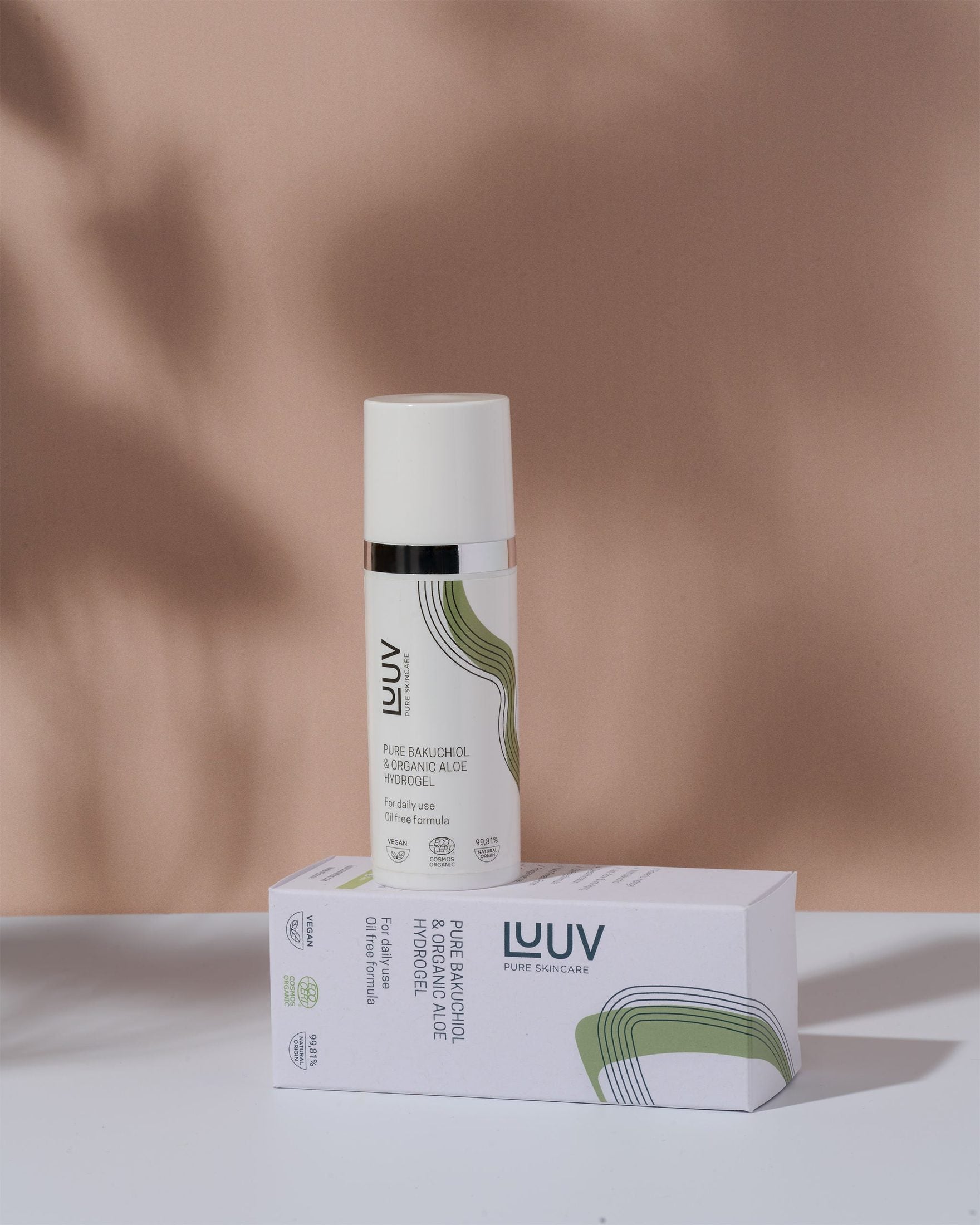 Pure Bakuchiol & Organic Aloe Hydrogel COSMOS, 50 ml - Cooling oil-free face moisturizer by LUUV.