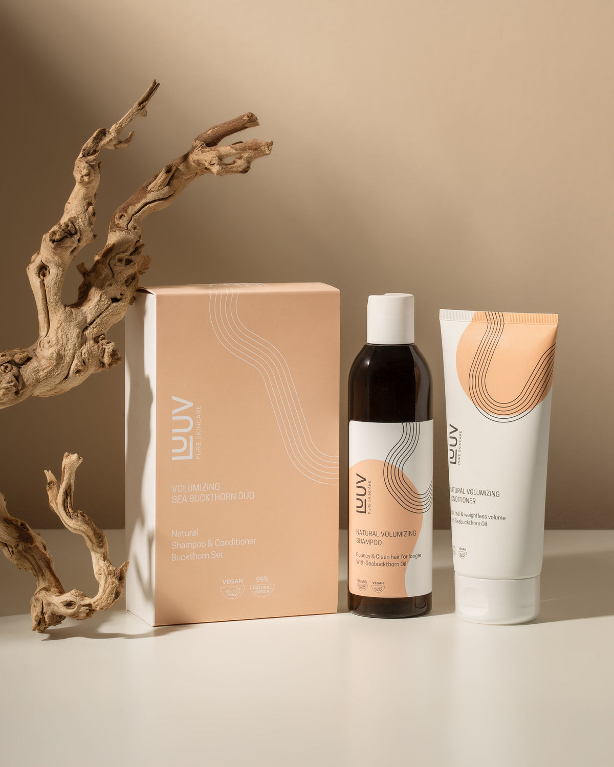 LUUV Buckthorn shampoo and contitioner set - packaging view