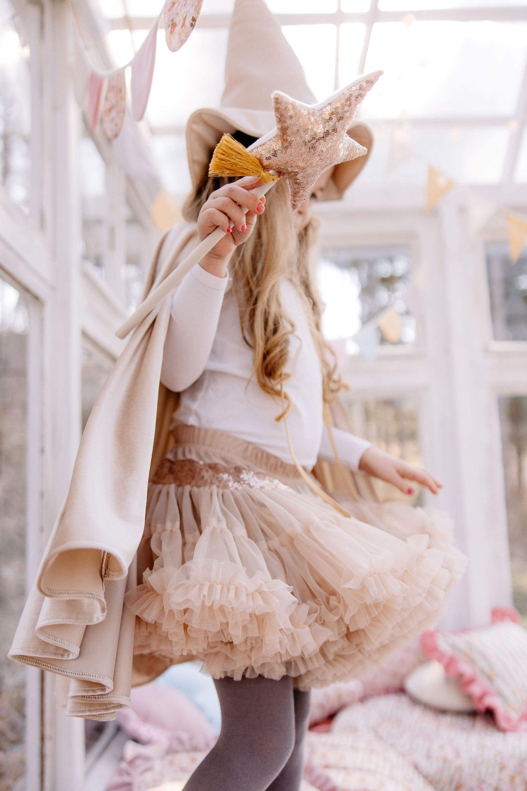 Handmade in Poland: Cream Pearl magic cape with hand holes for movement
