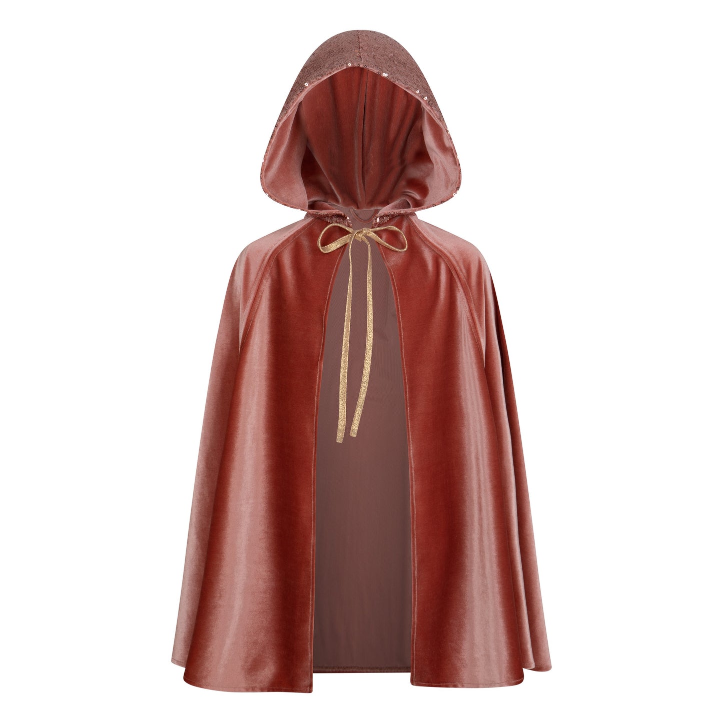 Total View of Moi Mili Pink Riding Hood Magic Cape - Soft pastel pink velour costume with hood
