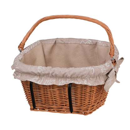 Magnus wicker bicycle basket with handle and handlebar mount