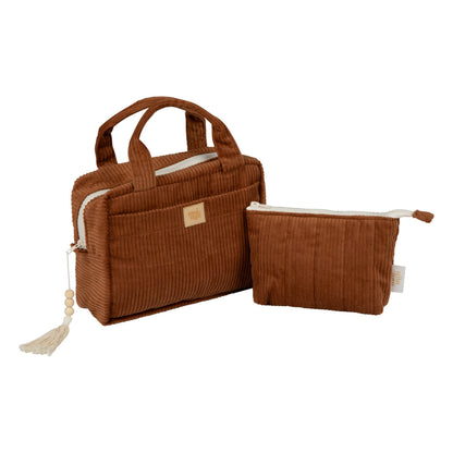 Handmade in Poland: Caramel cotton travel bags by Moi Mili
