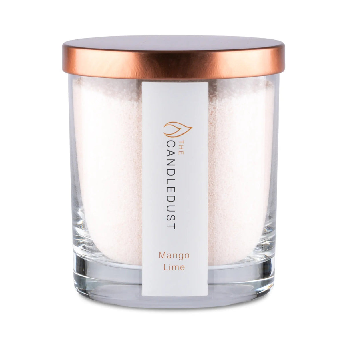 Candledust Mango Lime scented pearled candle in a 160g glass jar with cotton wick
