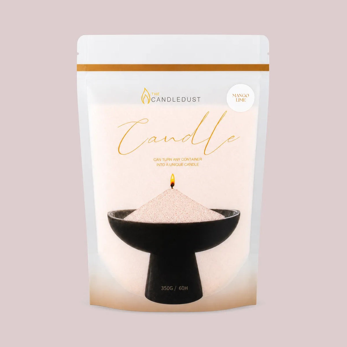 Candledust Mango Lime scented pearled candle sand in a 350g resealable refill pouch