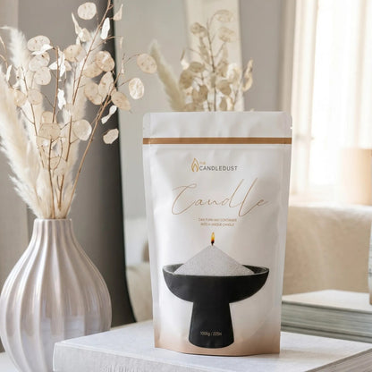 Candledust Midnight scented pearled candle sand in a 1kg resealable refill pouch - modern interior view