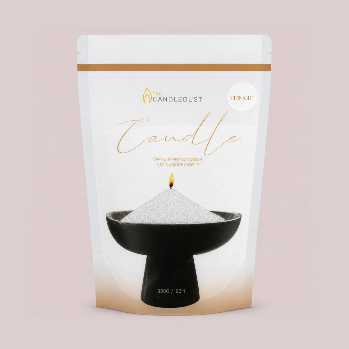 Candledust Midnight scented pearled candle sand in a 350g resealable refill pouch