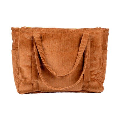 Moi Mili Caramel Mom Weekender Bag - Warm brown quilted cotton bag-Back View