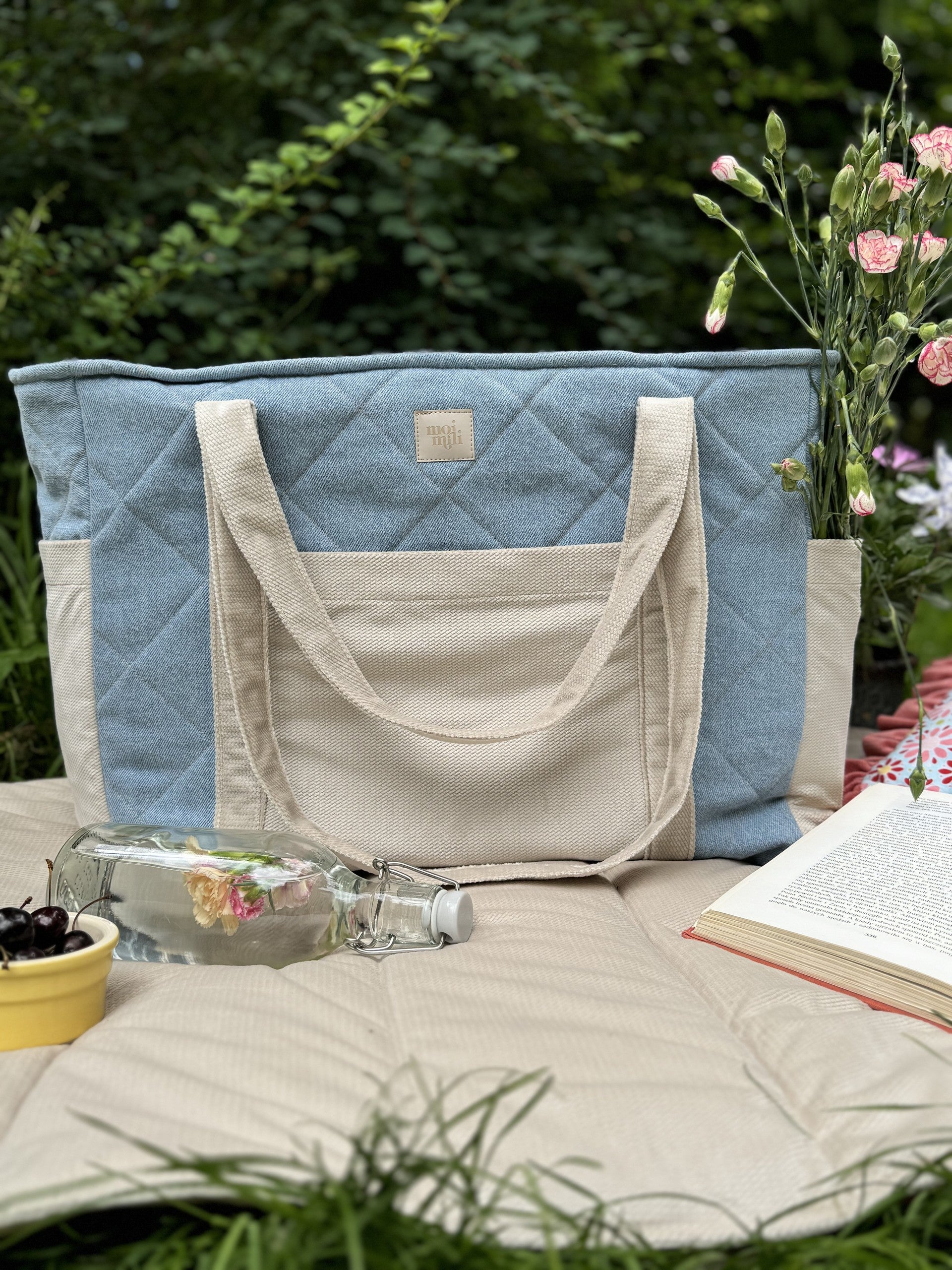 Handmade in Poland: Robust Jeans cotton travel bag for modern parents