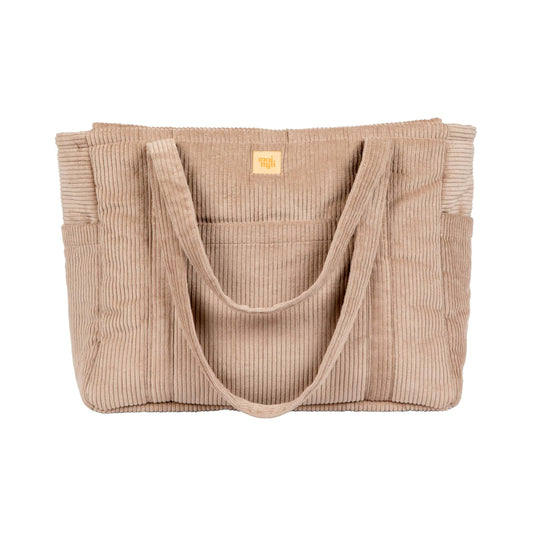 Moi Mili Latte Mom Weekender Bag - Neutral cream quilted cotton bag