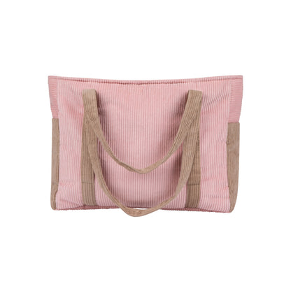 Moi Mili Pink Coffee Mom Weekender Bag - Dusty pink quilted cotton travel bag-Back View