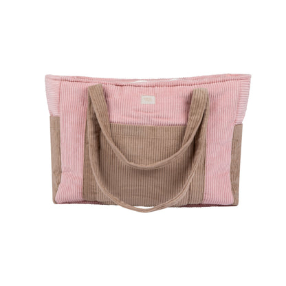 Moi Mili Pink Coffee Mom Weekender Bag - Dusty pink quilted cotton travel bag
