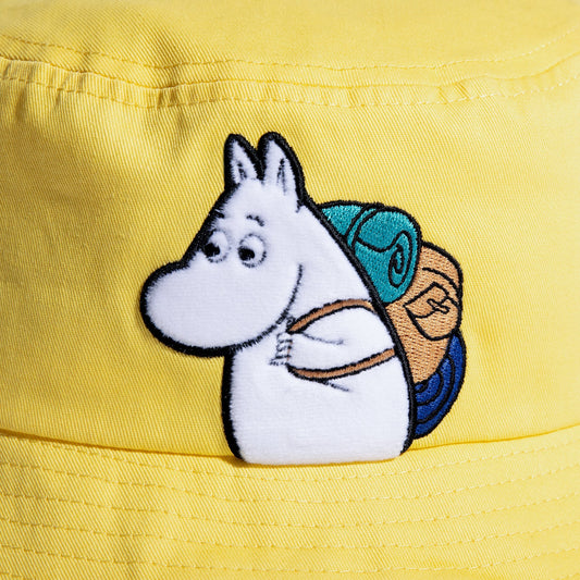 Detail of Moomin Adventure Kids Bucket Hat. Perfect sun protection for little Moomin fans.