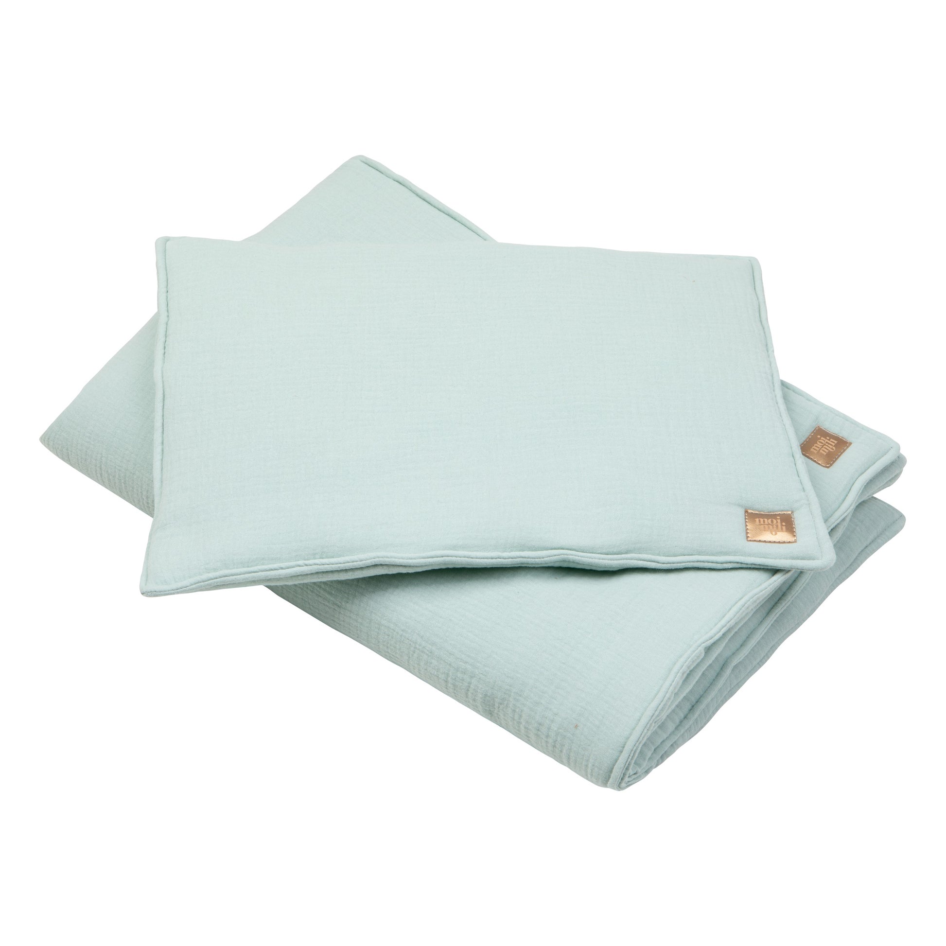 Soft Mint green double-gauze muslin fabric detail - Breathable cotton