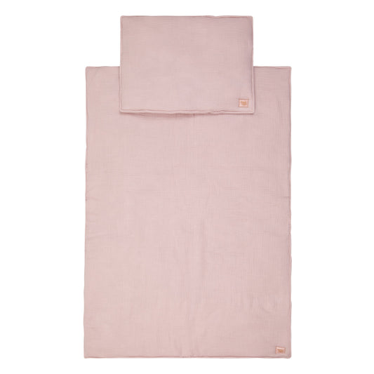 Moi Mili Baby Pink Muslin Set - Breathable cotton baby blanket and flat pillow