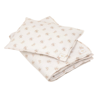Moi Mili Boho Flowers Muslin Set - Floral cotton blanket and pillow duo