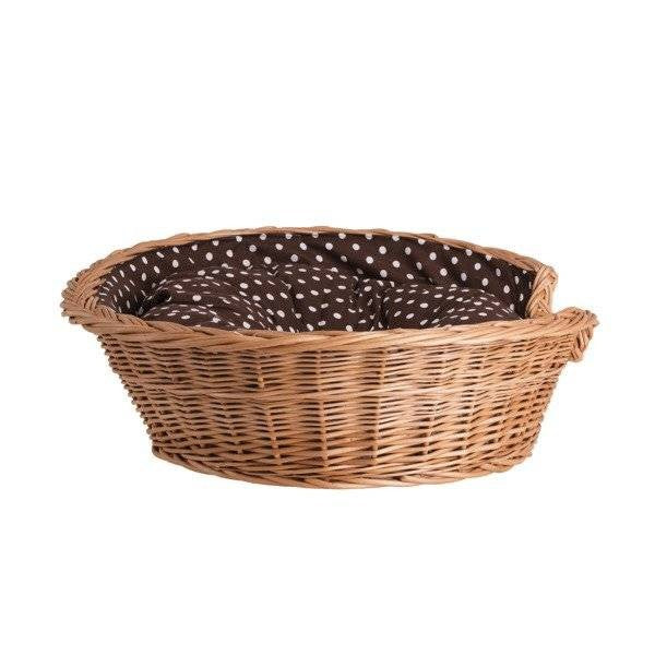 Natural Wicker Dog Bed Poppy With Cushion, 75x57 cm