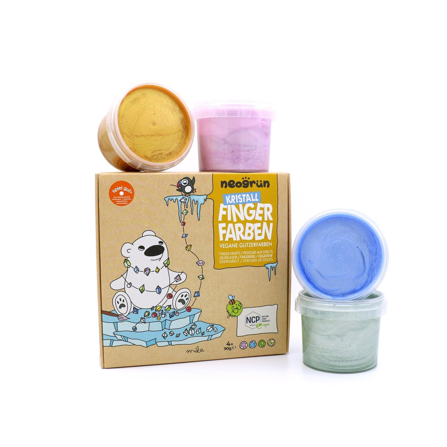 Neogrün Organic Glitter Finger Paint Set 4x90g