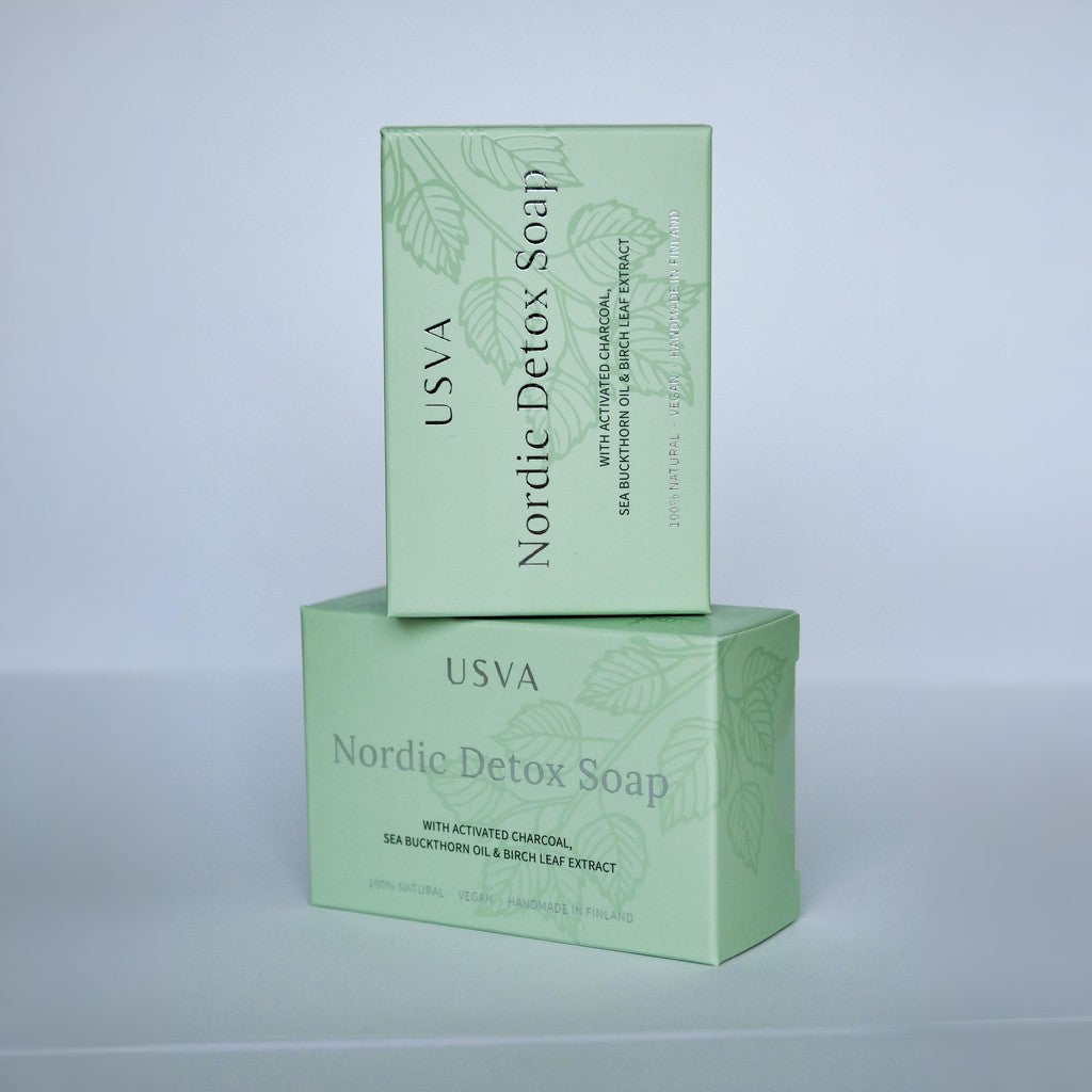 Front view of Nordic Detox Soap, 100g - Set of 2 - premium packaging