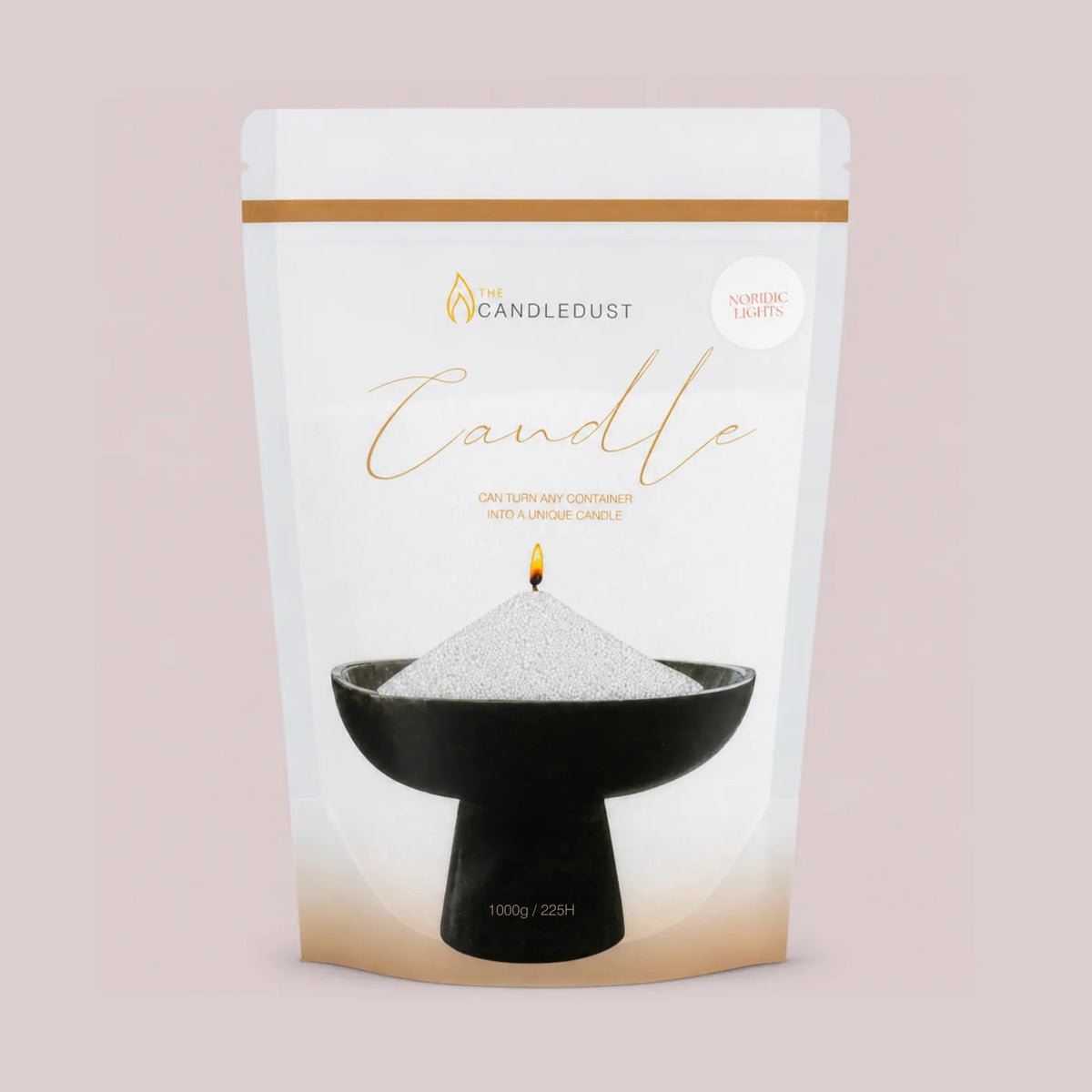Candledust Nordic Lights scented pearled candle sand in a 1kg resealable refill pouch