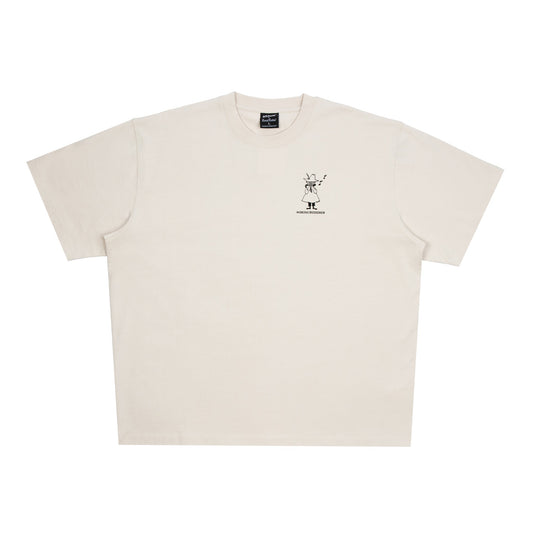 Front view of the Moomin Novels Unisex T-Shirt Beige - Official premium graphic tee by Nordicbuddies.