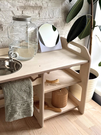 Montessori Wooden Washbasin With Storage for Kids - Large