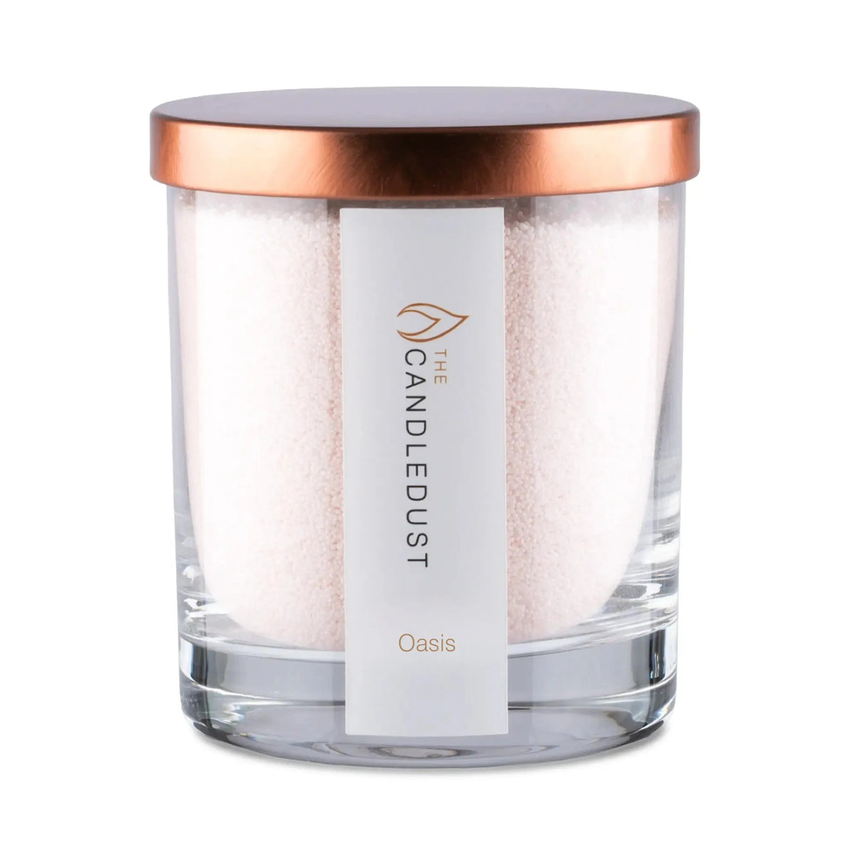 Candledust Oasis scented pearled candle in a 160g glass jar with cotton wick