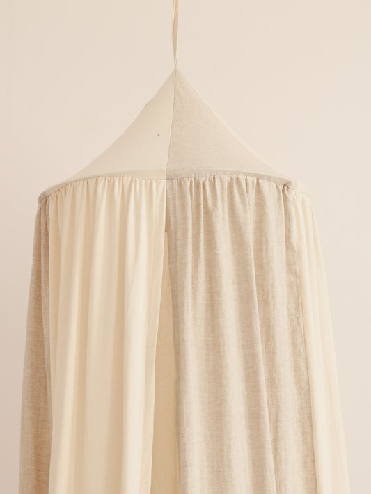 Detail of Moi Mili Cream Circus Canopy -organic cotton and linen blend