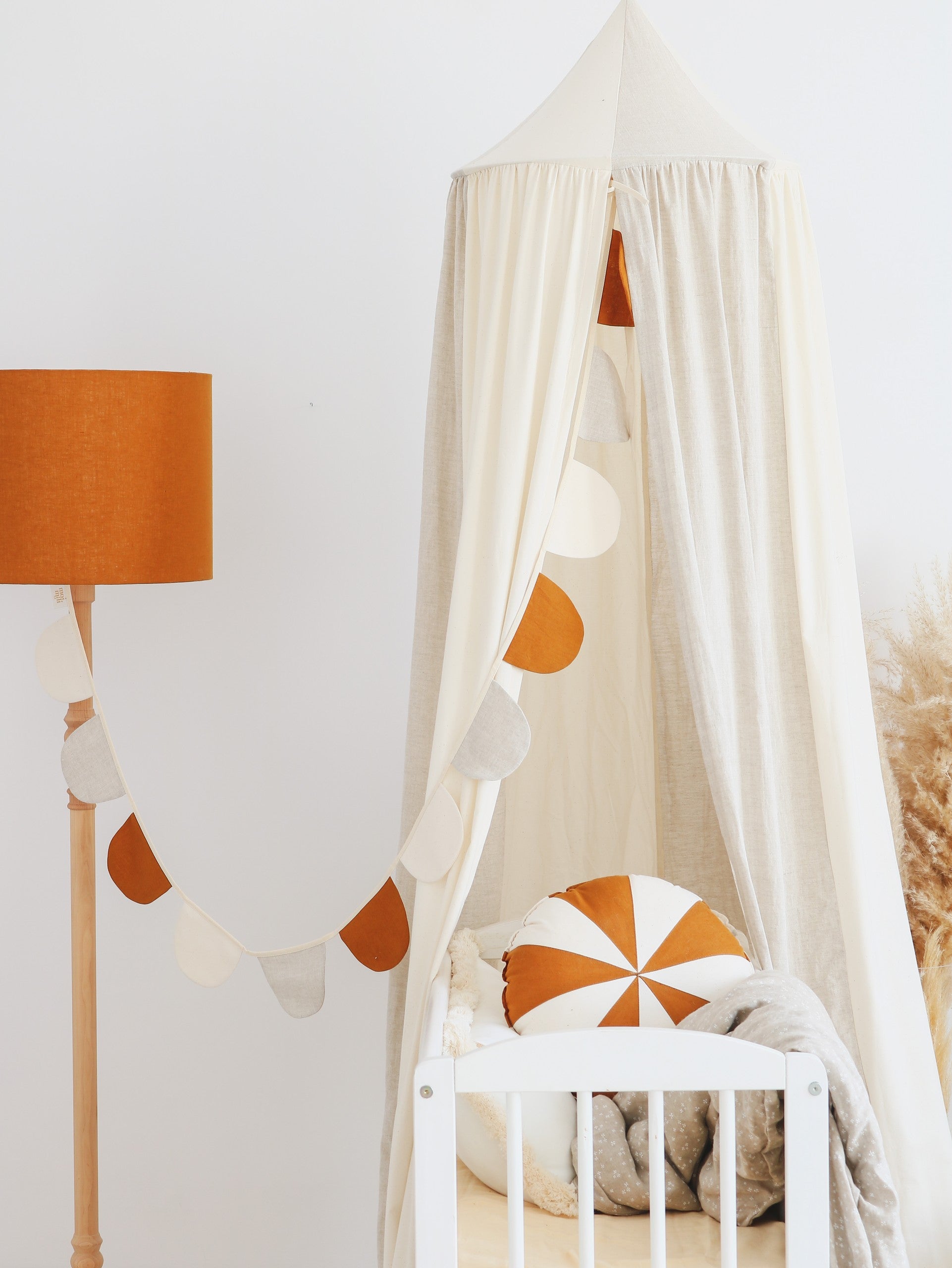 Handmade in Poland: OEKO-TEX certified Cream Circus linen bed canopy