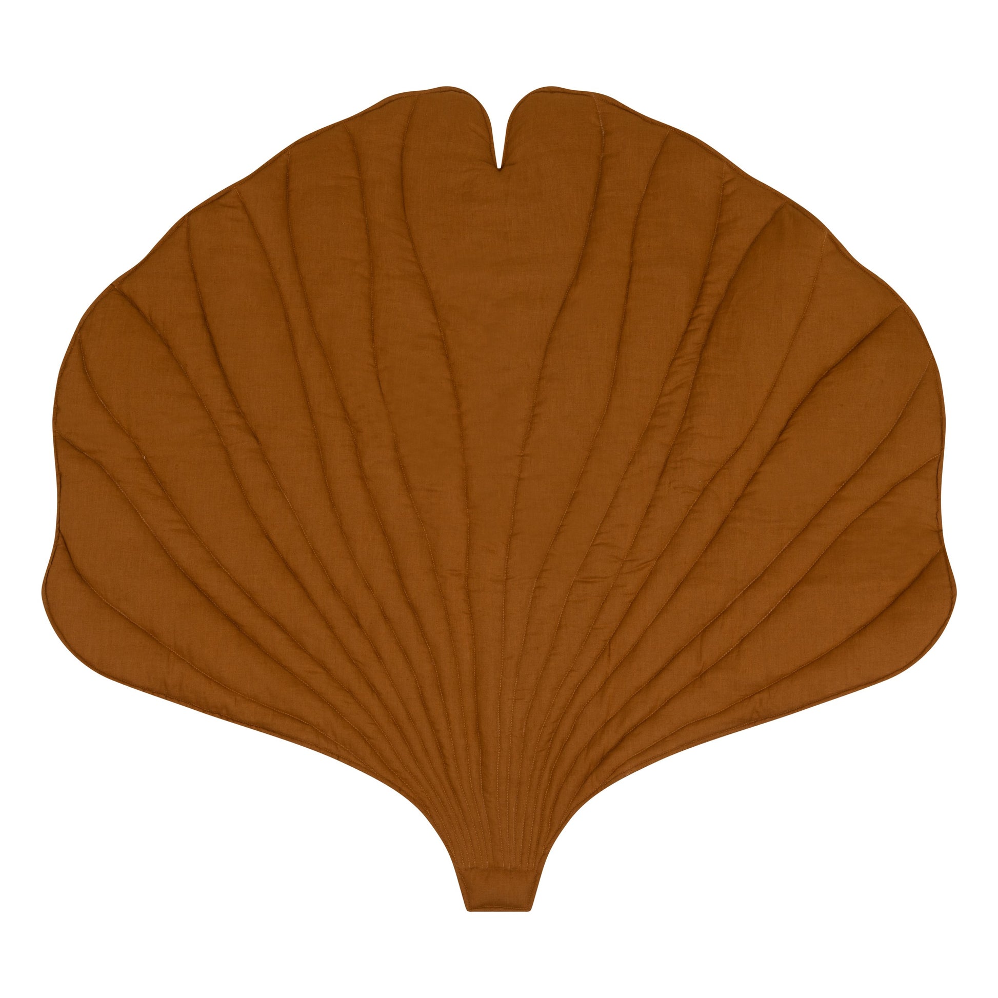 Moi Mili Ginkgo Leaf Playmat Caramel - Leaf-shaped baby mat in organic cotton and linen