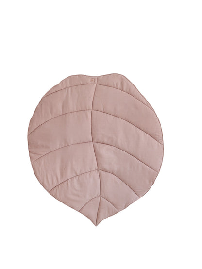 Moi Mili Leaf Playmat Powder Pink - Large leaf-shaped baby mat in organic cotton and linen