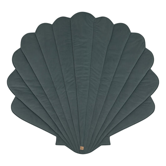 Moi Mili Blue Shell Playmat - Shell-shaped baby mat in organic cotton and soft velvet