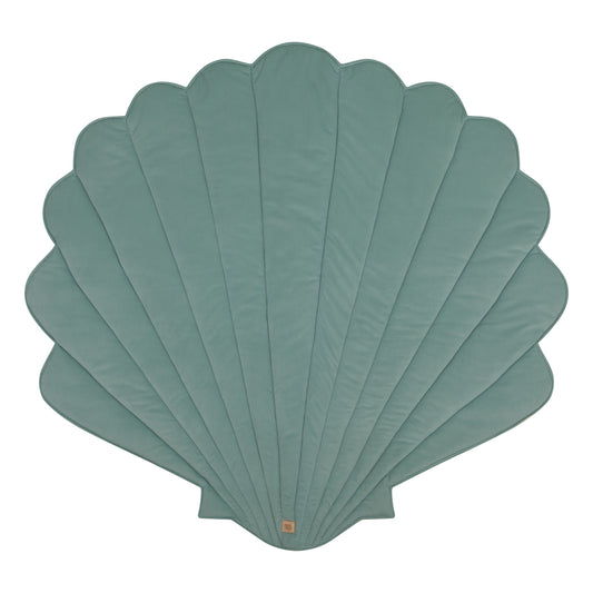 Moi Mili Mint Shell Playmat - Shell-shaped baby mat in organic cotton and soft velvet