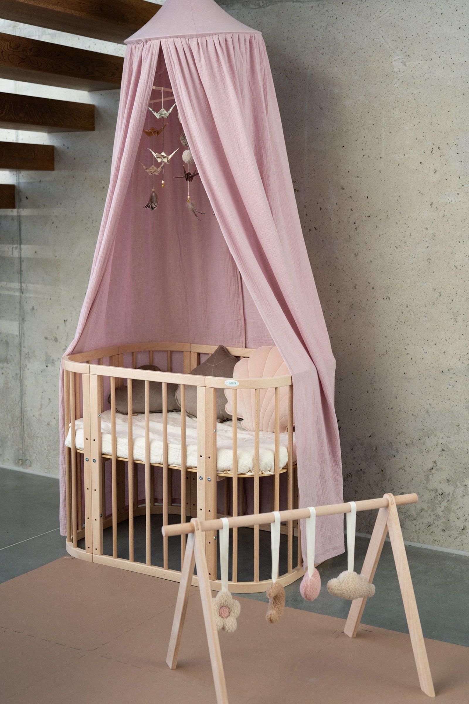 Handmade in Poland: OEKO-TEX certified Baby Pink organic cotton canopy for nursery