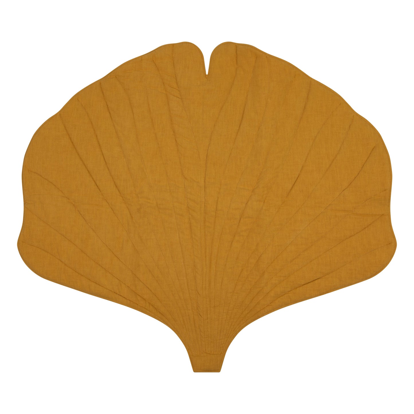 Moi Mili Ginkgo Leaf Playmat Mango - Yellow leaf-shaped baby mat in organic cotton and linen