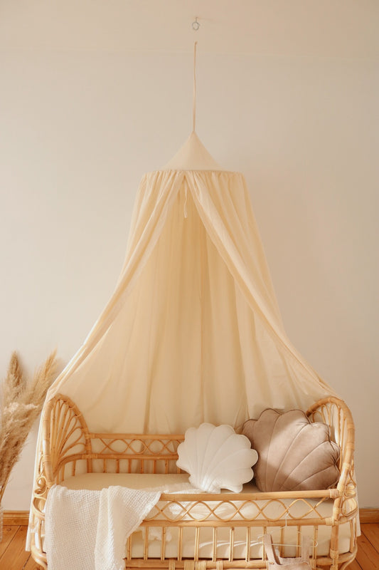 Moi Mili Raw Cotton Organic Cotton Canopy - Natural unbleached hanging bed canopy
