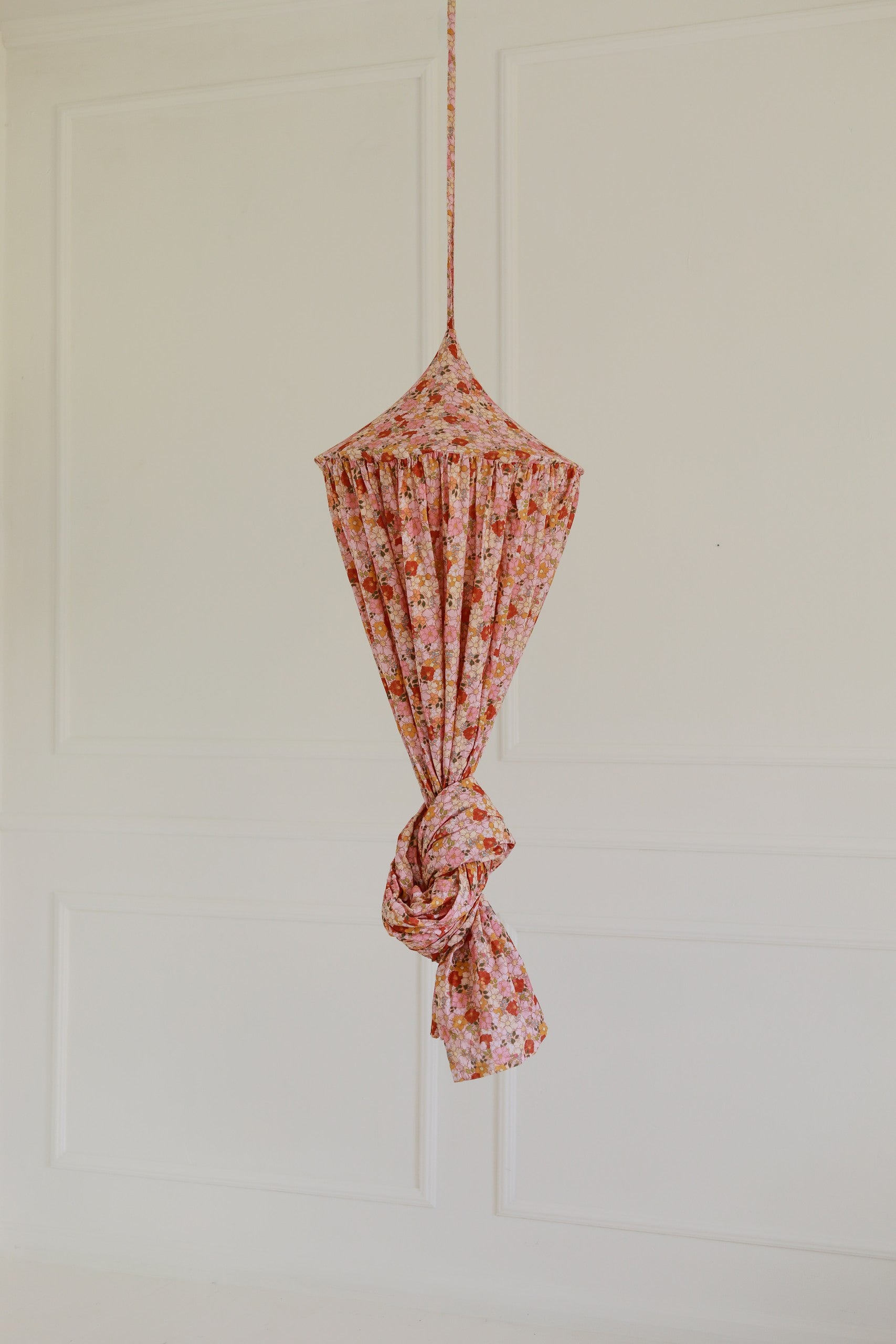 With Knot Moi Mili Spring Garden Organic Cotton Canopy - Floral print hanging bed canopy in 100% cotton