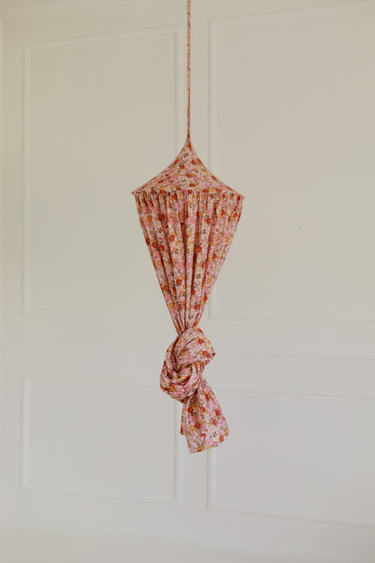 With Knot Moi Mili Spring Garden Organic Cotton Canopy - Floral print hanging bed canopy in 100% cotton