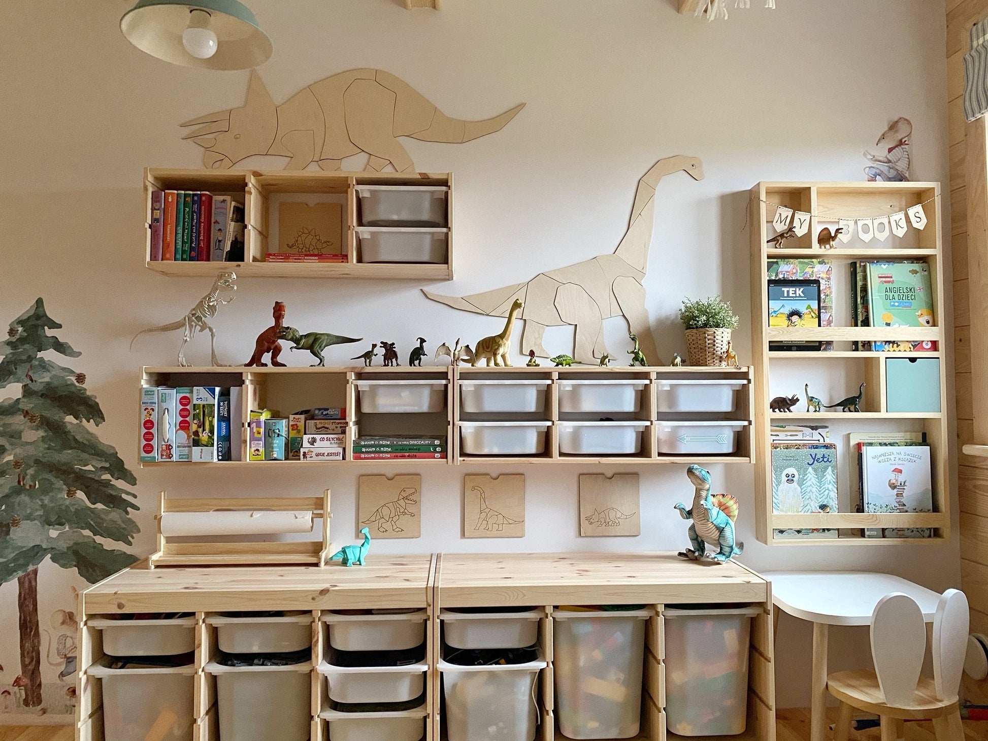 Origami Diplodocus Dinosaur – Wooden Wall Decoration, Medium